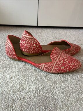Restricted Orange and Tan D'Orsay Flats